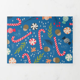 Candy Canes und Wrapped Christmas Candy Dreifach Gefaltete Urlaubskarte
