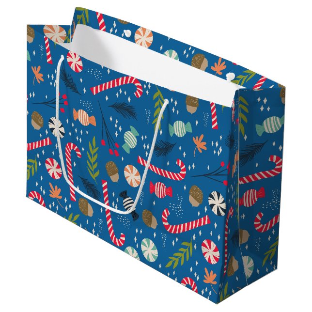 Candy Canes und Wrapped Christmas Candy Große Geschenktüte (Vorderseite Schrägansicht)