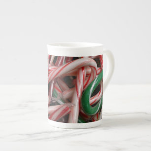 Candy Canes Weihnachtsfeiertag Weiß Grün und Rot Prozellantasse