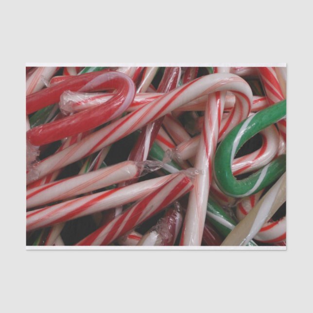 Candy Canes Weihnachtsfeiertag Weiß Grün und Rot Seidenpapier (Vorderseite)