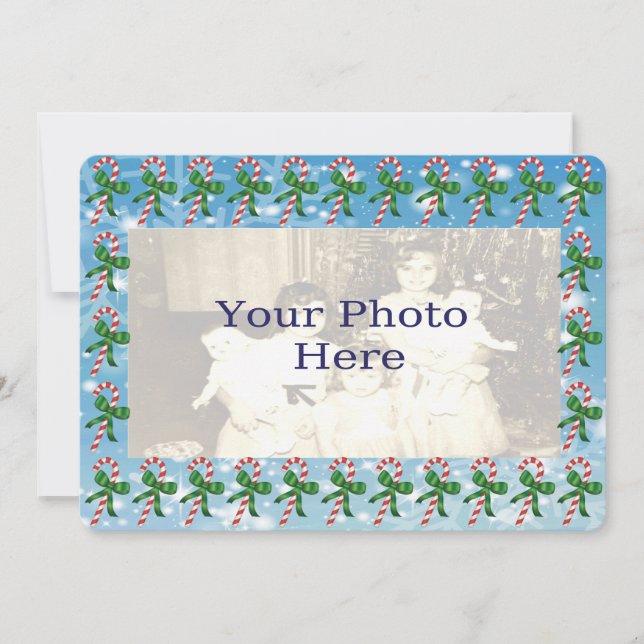 Candy Canes Weihnachtsfotokarte Feiertagskarte (Vorderseite)