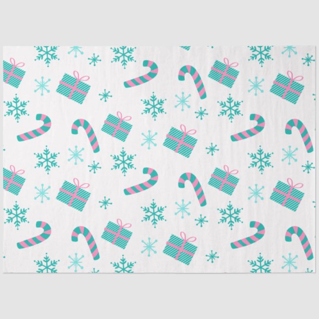 Candy Canes Weihnachtsgeschenke Schneeflocken Weih Seidenpapier (Vorderseite)