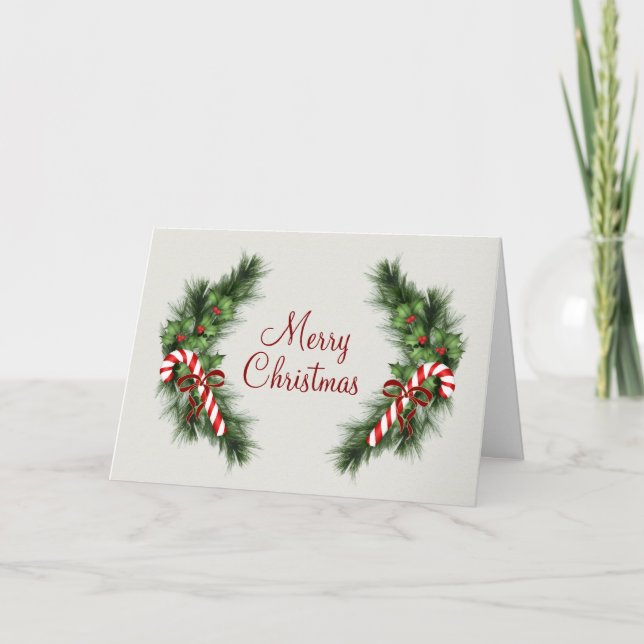 Candy Canes Weihnachtskarte Feiertagskarte (Vorderseite)