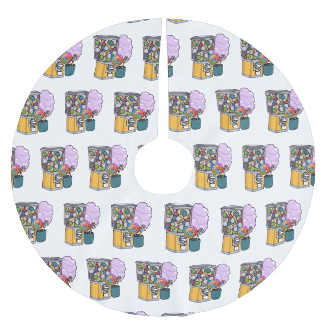 Candy Cartoon Illustration Polyester Weihnachtsbaumdecke (Vorderseite)