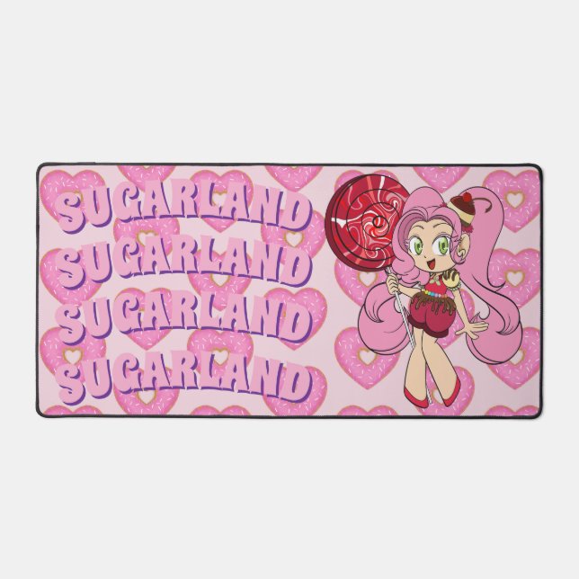 Candy Chibi with Heart-Shaped Dounts Desk Mat Schreibtischunterlage (Vorderseite)