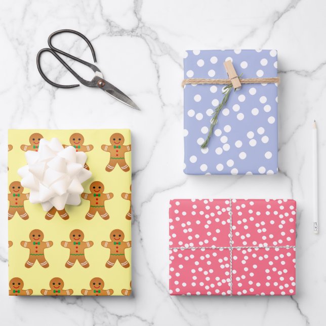 Candy Christma: Fun Lavender, Pink & Yellow Geschenkpapier Set (Vorderseite)