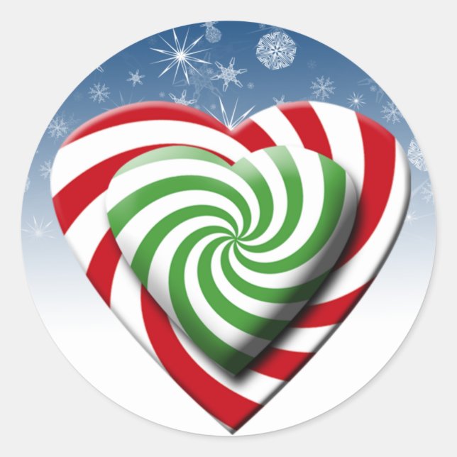 Candy Christmas Hearts Holiday Cards Siegel Runder Aufkleber (Vorderseite)