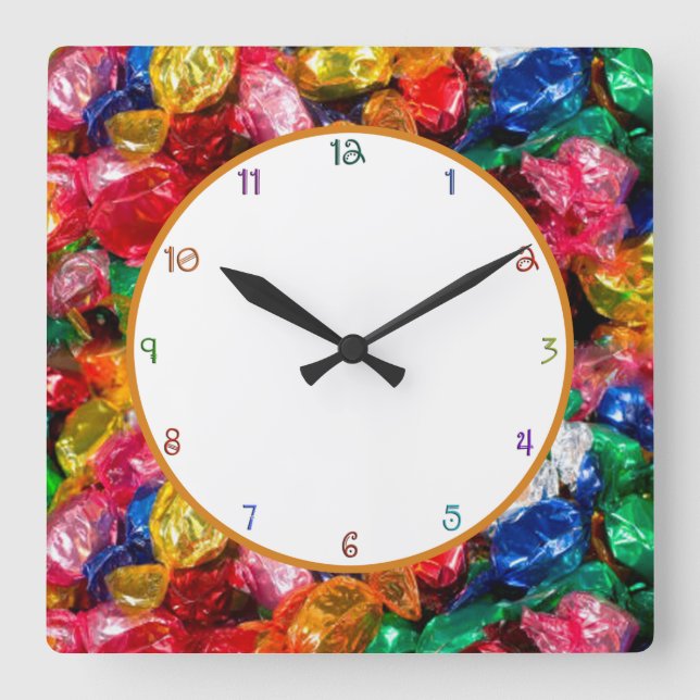 Candy Clock Quadratische Wanduhr (Vorderseite)