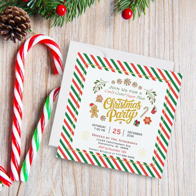 Candy Coated Sugar Plum Weihnachtszeit Party Einla Einladung (Von Creator hochgeladen)