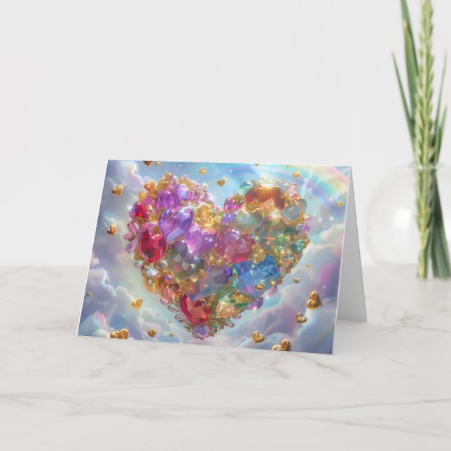 Candy Colored Crystal Heart Digitale Kunst Dankeskarte (Vorderseite)