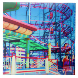 Candy Colored Vintag Rollercoaster Fliese