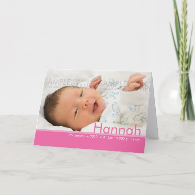 Candy Colors Pink Geburtskarte - Baby Announcement Ankündigung (Vorderseite)