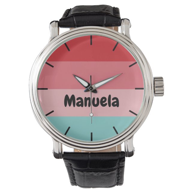 Candy Colors Stripes Armbanduhr (Vorderseite)