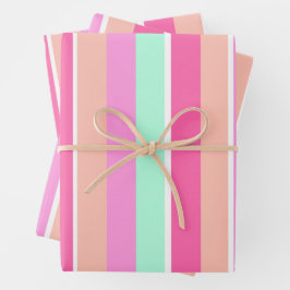 Candy Colors Stripes Geschenkpapier Set