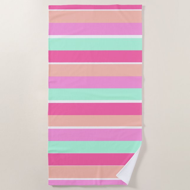 Candy Colors Stripes Strandtuch (Vorderseite)