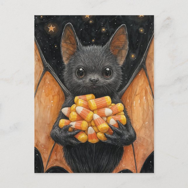 Candy Corn Bat Postcard Postkarte (Vorderseite)