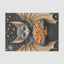Candy Corn Cat Bat Decoupage