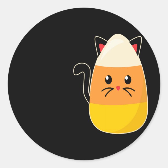 Candy Corn Cat Halloween Runder Aufkleber (Vorderseite)