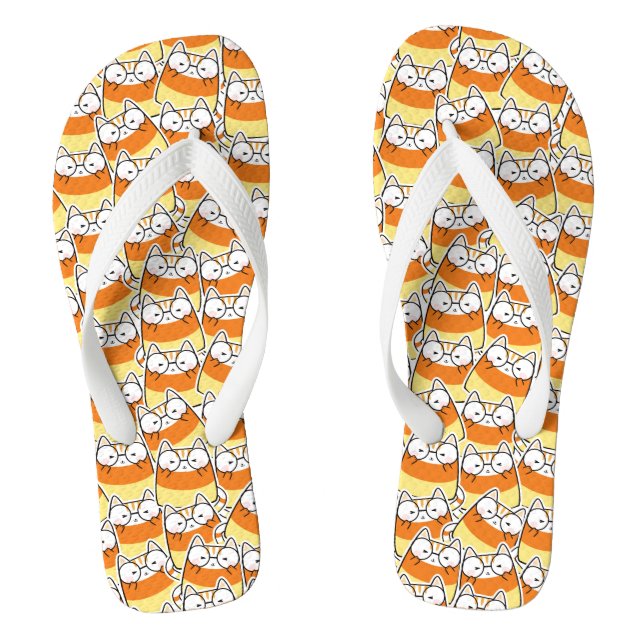Candy Corn Cat Pattern Flip Flops (Fußbett)