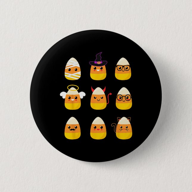 Candy Corn Costume Characters - Niedlich Halloween Button (Vorderseite)