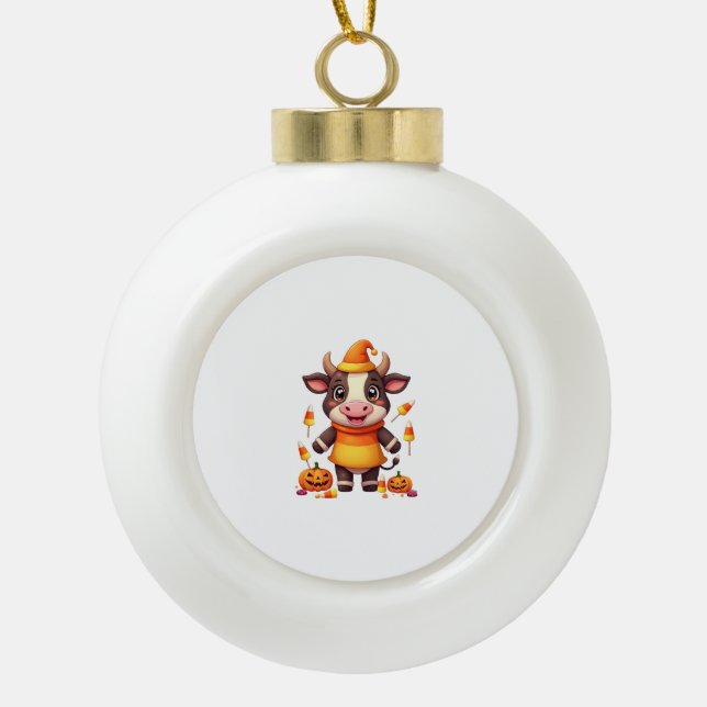 Candy Corn Cow Keramik Kugel-Ornament (Vorderseite)