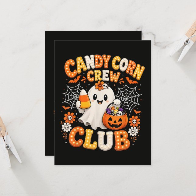 Candy Corn Crew Geist Halloween Einladung (Vorderseite/Rückseite Beispiel)
