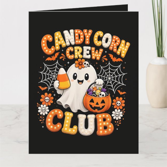 Candy Corn Crew Geist Halloween Karte (Vorderseite)