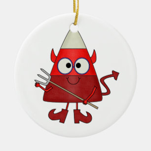 Candy Corn Devil Halloween Keramikornament