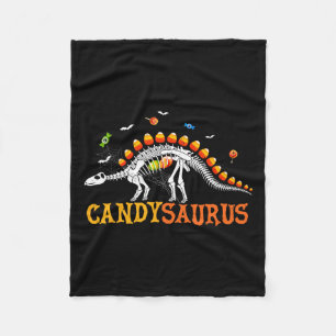 Candy Corn Dinosaur Skeleton Happy Halloween Fleecedecke