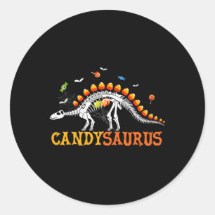 Candy Corn Dinosaur Skeleton Happy Halloween Runder Aufkleber