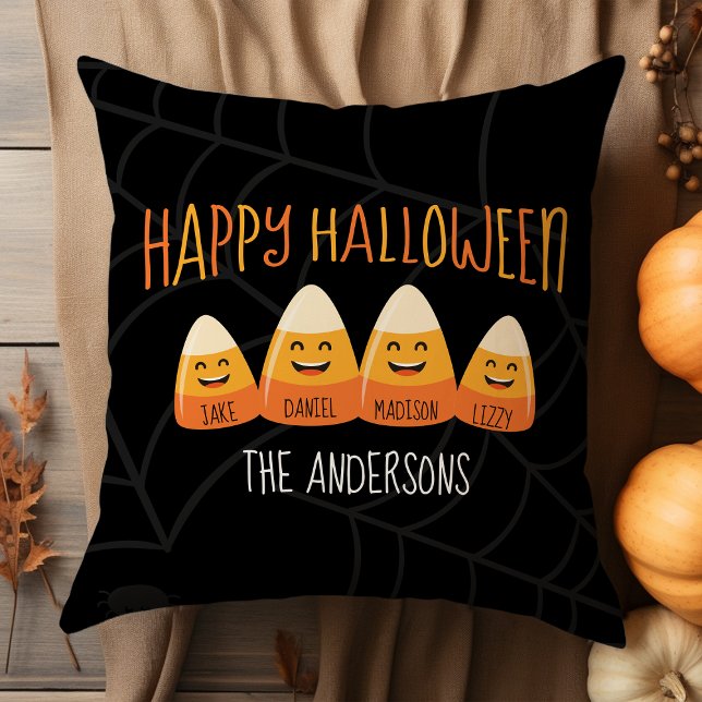 Candy Corn Familienname Personalisiert Halloween Kissen (Von Creator hochgeladen)