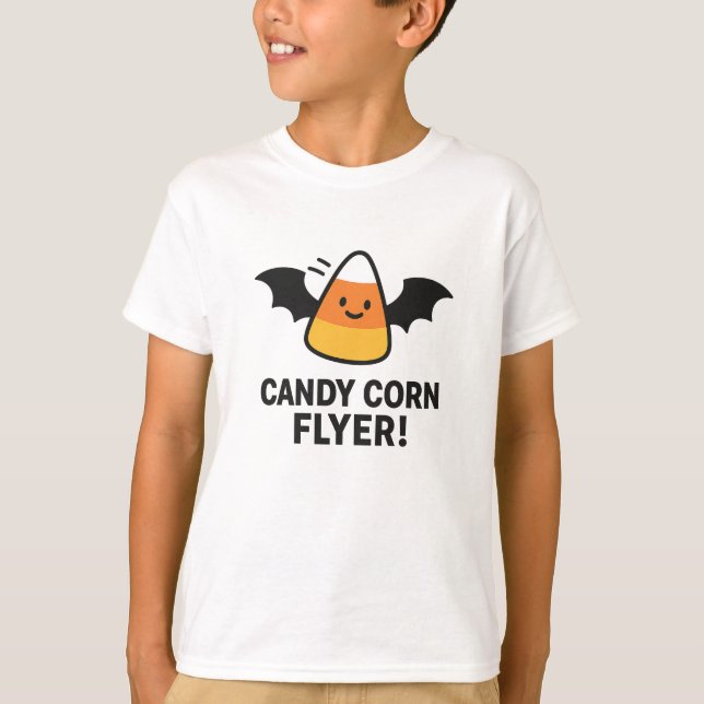 Candy Corn Flyer Cute Halloween Bat Design T-Shirt (Vorderseite)