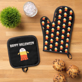 Candy Corn Ghost Ofenhandschuh & Topflappen-Set