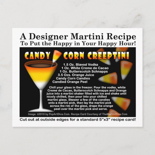 Candy Corn Halloween Martini Rezept Postkarte (Vorderseite)
