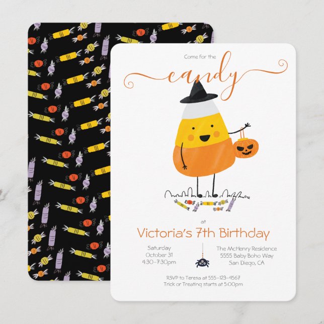 Candy Corn Halloween Party Trick oder Leckerbissen Einladung (Vorne/Hinten)