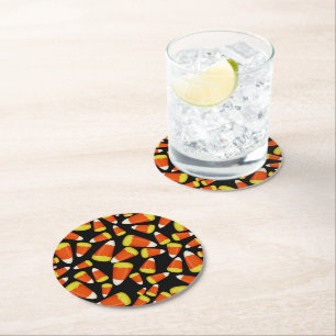 Candy Corn Halloween Runder Pappuntersetzer