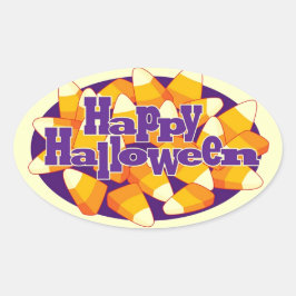 Candy Corn - Halloween-Sticker Ovaler Aufkleber