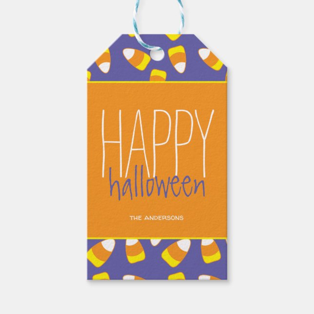 Candy Corn Happy Halloween Geschenkanhänger (Vorderseite)