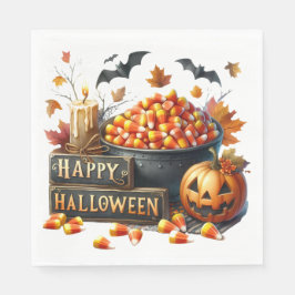 Candy Corn Happy Halloween Paper Napkin Serviette