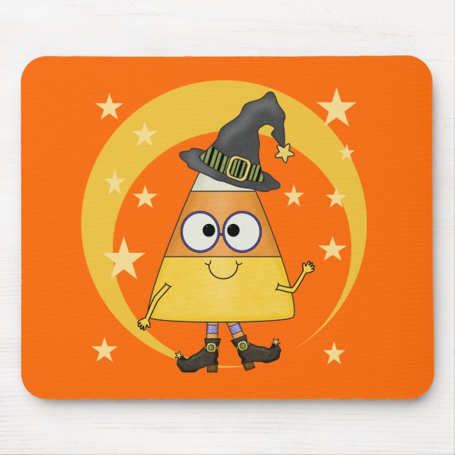 Candy Corn Hexe Halloween Mousepad (Vorne)