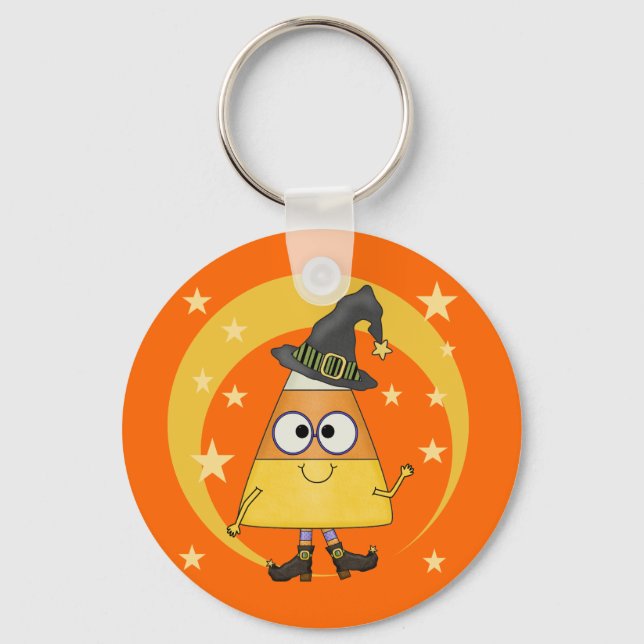 Candy Corn Hexe Halloween Schlüsselanhänger (Vorderseite)