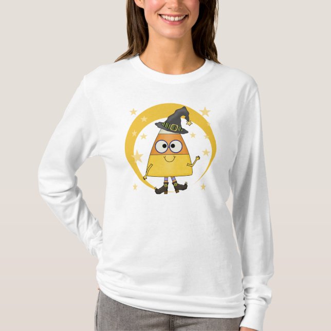 Candy Corn Hexe Halloween T-Shirt (Vorderseite)
