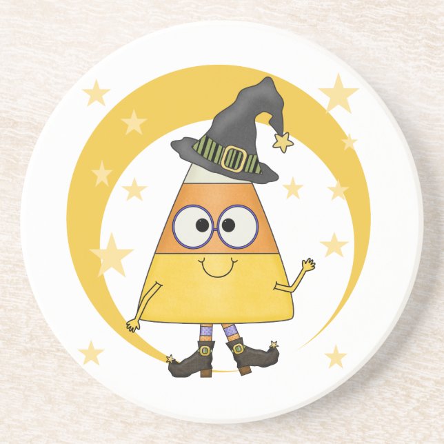 Candy Corn Hexe Halloween Untersetzer (Vorne)