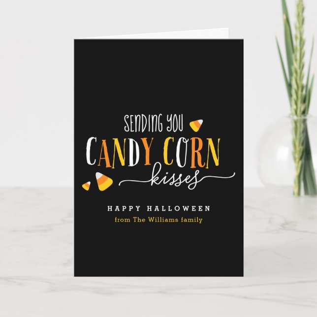 Candy Corn Kisses Halloween Carte de vacances (Devant)