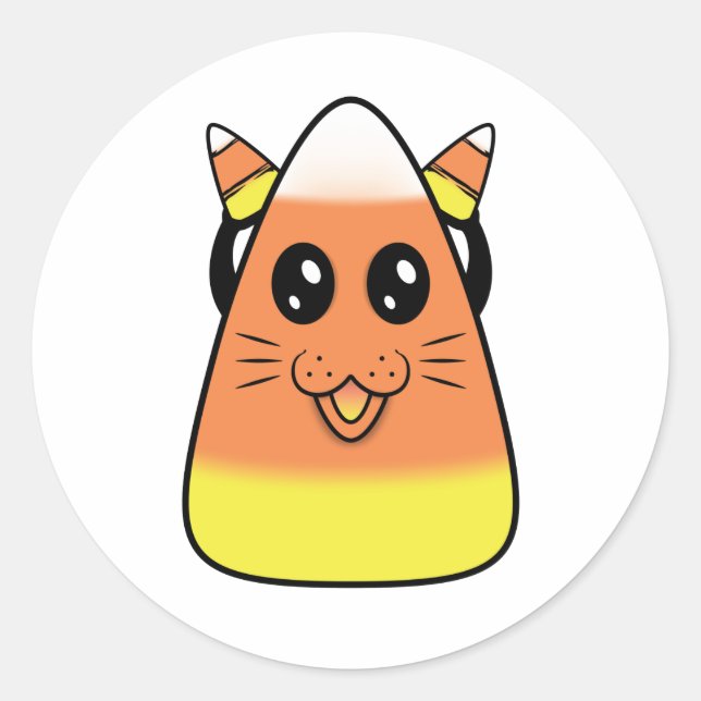 Candy Corn Kitty Runder Aufkleber (Vorderseite)