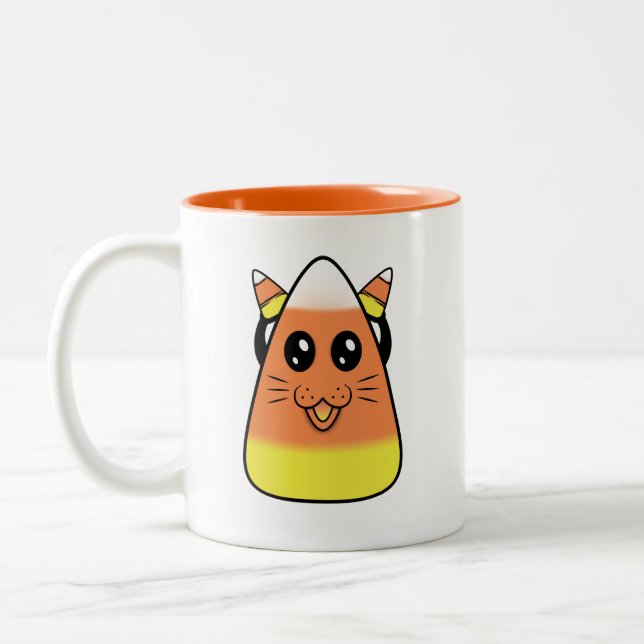 Candy Corn Kitty Zweifarbige Tasse (Links)