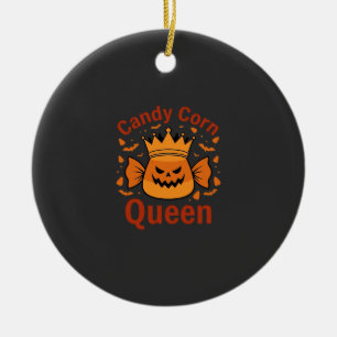 Candy Corn Königin Halloween Krone Fledermäuse_1 Keramik Ornament