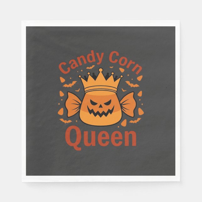 Candy Corn Königin Halloween-Krone Fledermäuse_1 Serviette (Vorderseite)