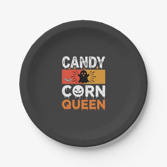 Candy Corn Königin Halloween SVG Design Pappteller (Vorderseite)