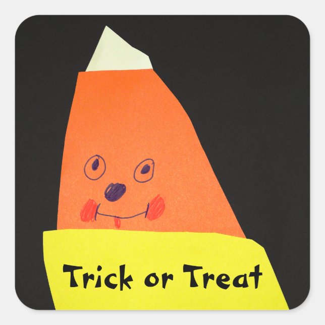 Candy Corn Monster Quadratischer Aufkleber (Vorderseite)